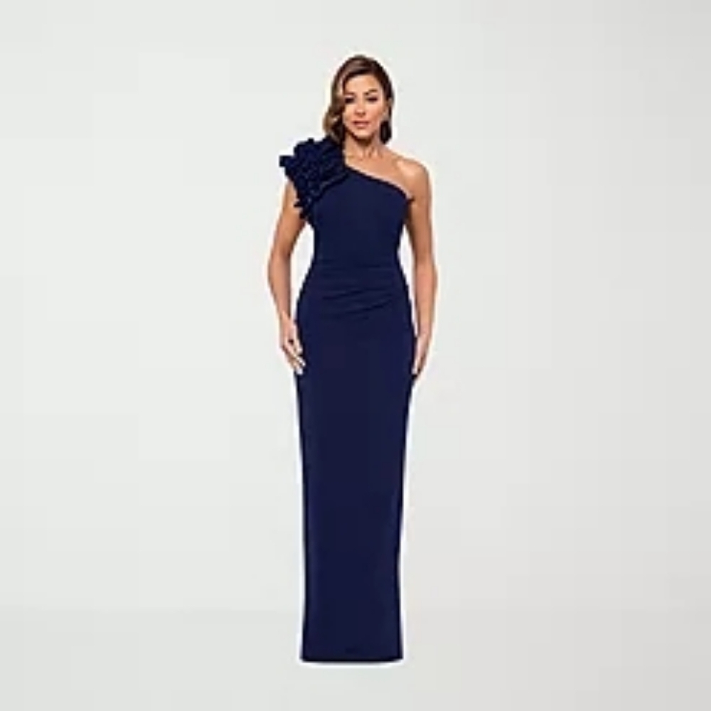 DJ JAZ One Shoulder Applique Evening Gown